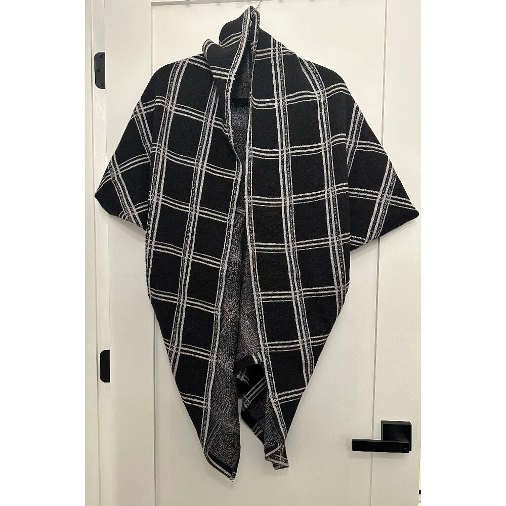 Moth by Anthropologie Black Check Kimono Cocoon Cardigan/Shrug, Size Small